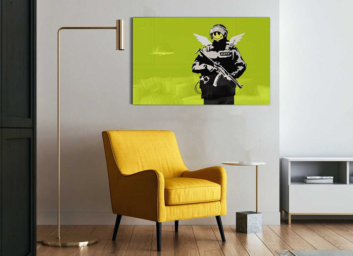 Angel Copper Lime Green glass print featuring vibrant lime green color with unique copper accents, perfect for modern home decor.