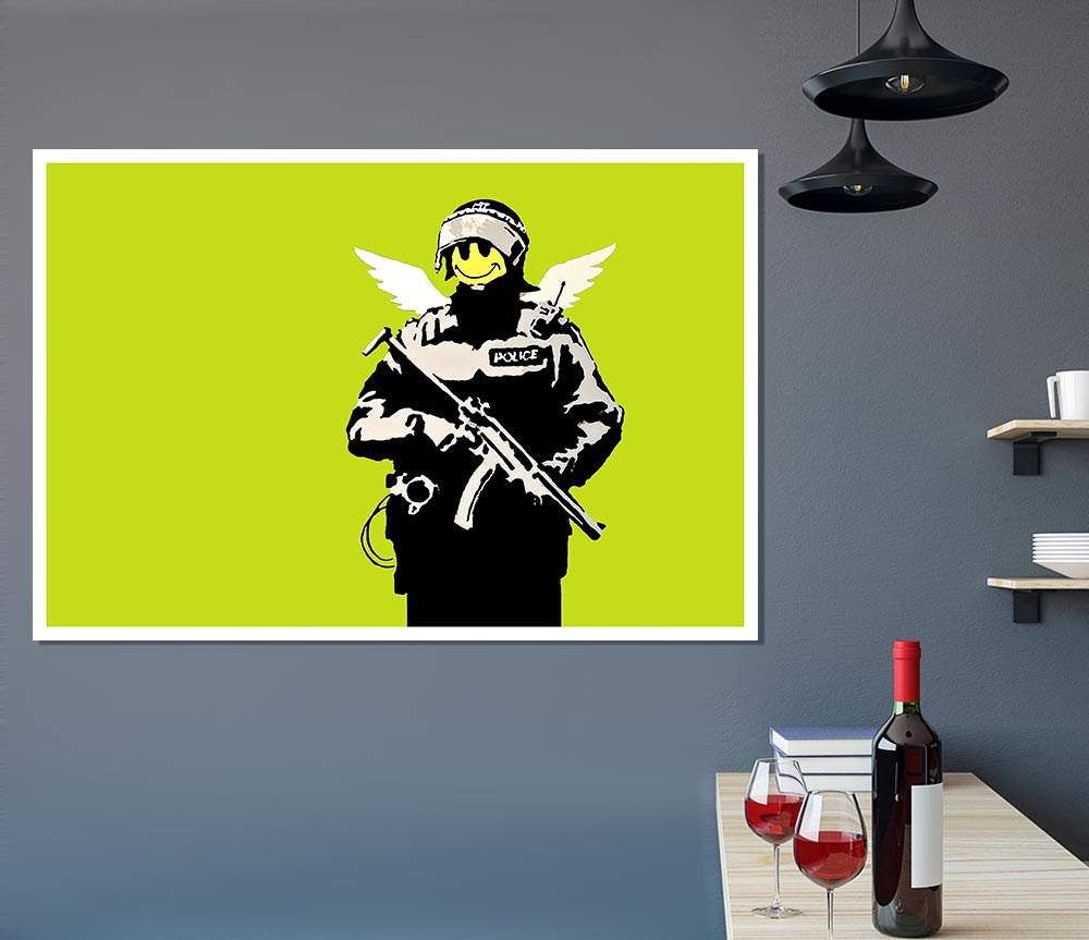 Angel Copper Lime Green poster on high-quality canvas, featuring a vibrant angel design.