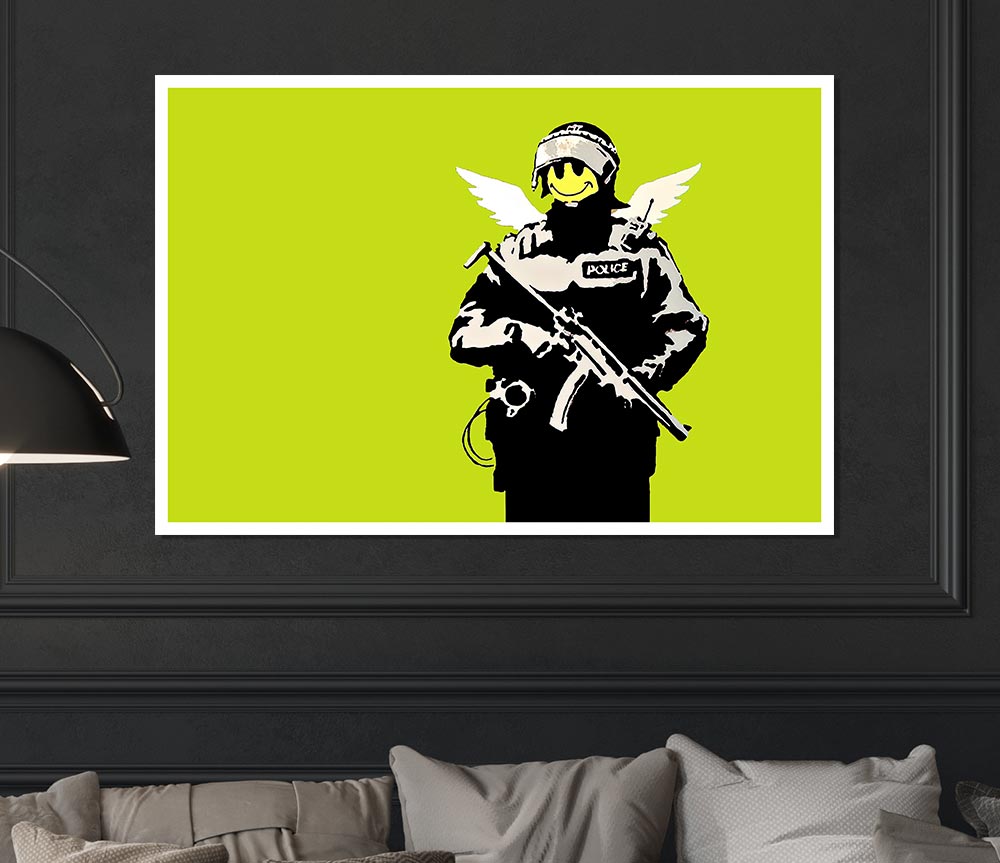 Angel Copper Lime Green poster on high-quality canvas, featuring a vibrant angel design.