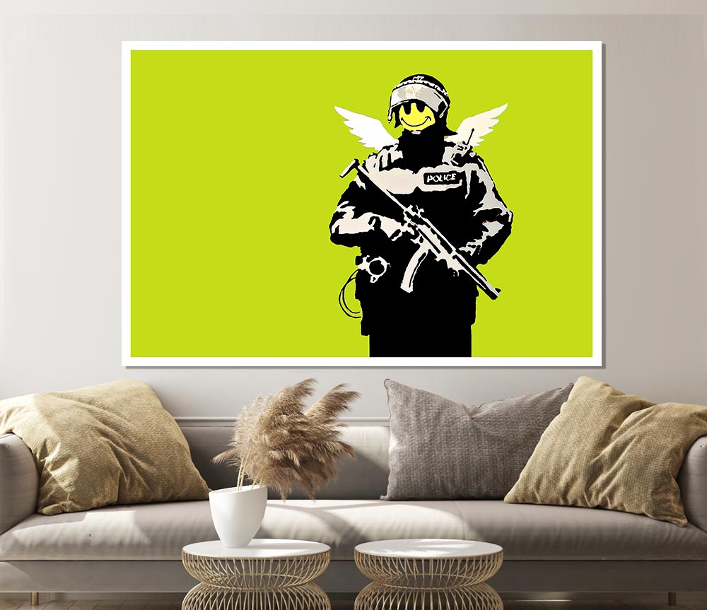 Angel Copper Lime Green poster on high-quality canvas, featuring a vibrant angel design.