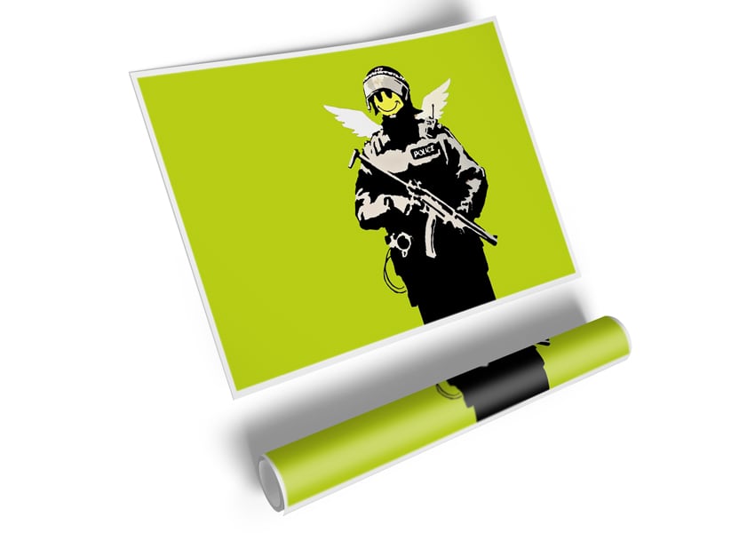 Angel Copper Lime Green poster on high-quality canvas, featuring a vibrant angel design.