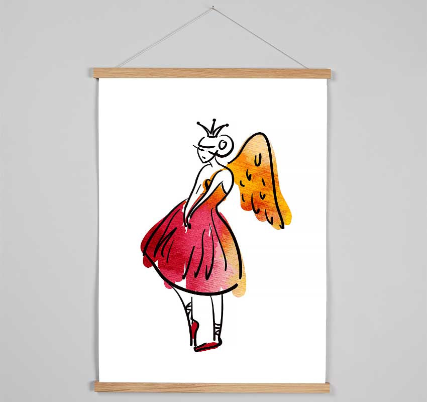 Angel Dancer wooden poster hangers in black, white, and natural oak, showcasing a sleek design with magnetic fastening for secure art display.