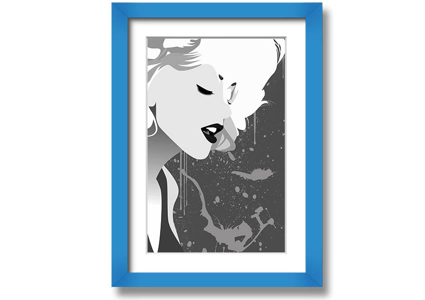 Angel Face Grey framed print with multiple frame color options, showcasing a unique artistic design, ready to hang.