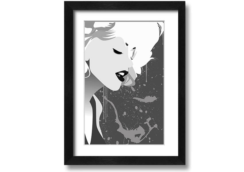 Angel Face Grey framed print with multiple frame color options, showcasing a unique artistic design, ready to hang.