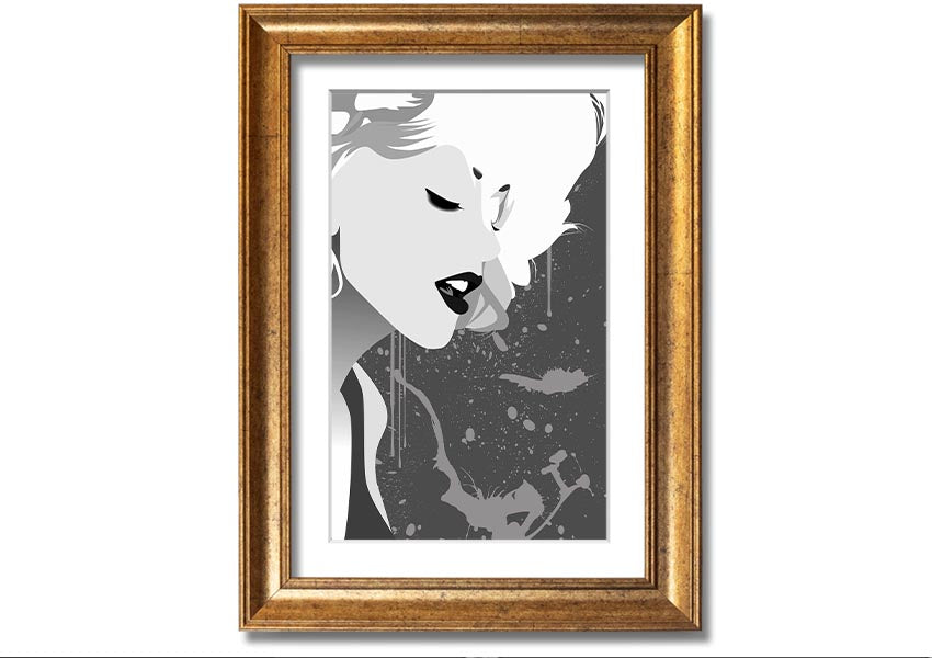 Angel Face Grey framed print with multiple frame color options, showcasing a unique artistic design, ready to hang.