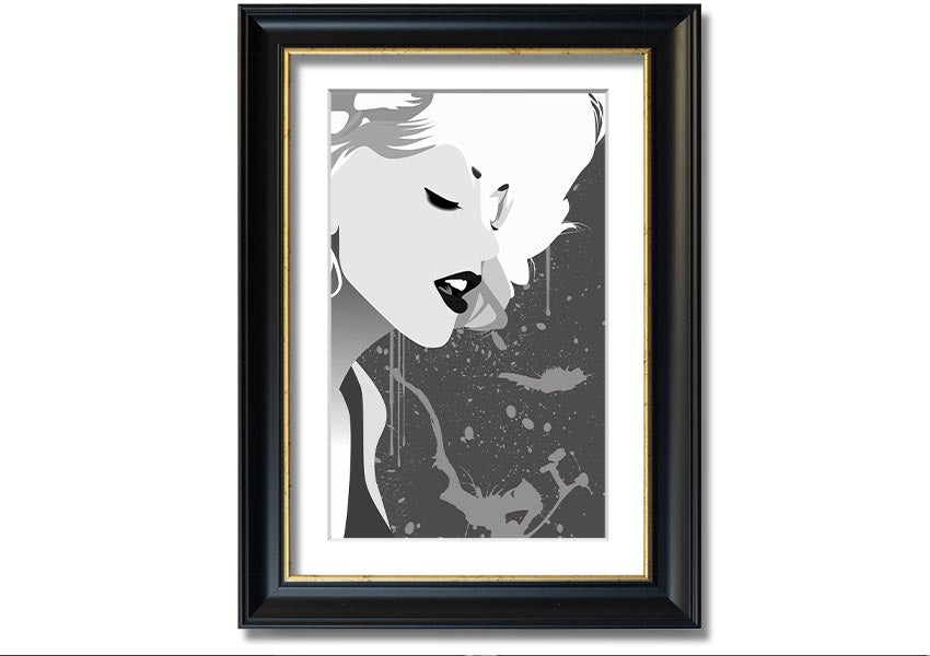 Angel Face Grey framed print with multiple frame color options, showcasing a unique artistic design, ready to hang.