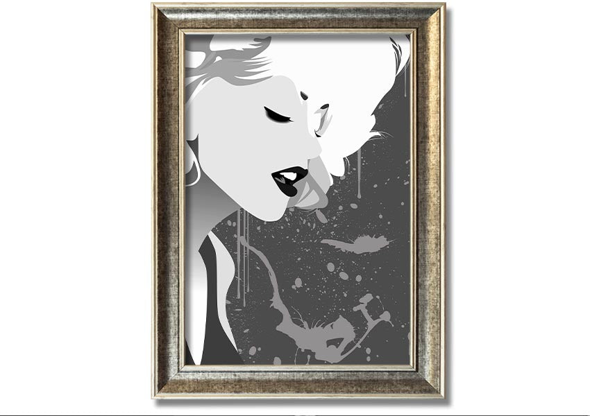 Angel Face Grey framed print with multiple frame color options, showcasing a unique artistic design, ready to hang.
