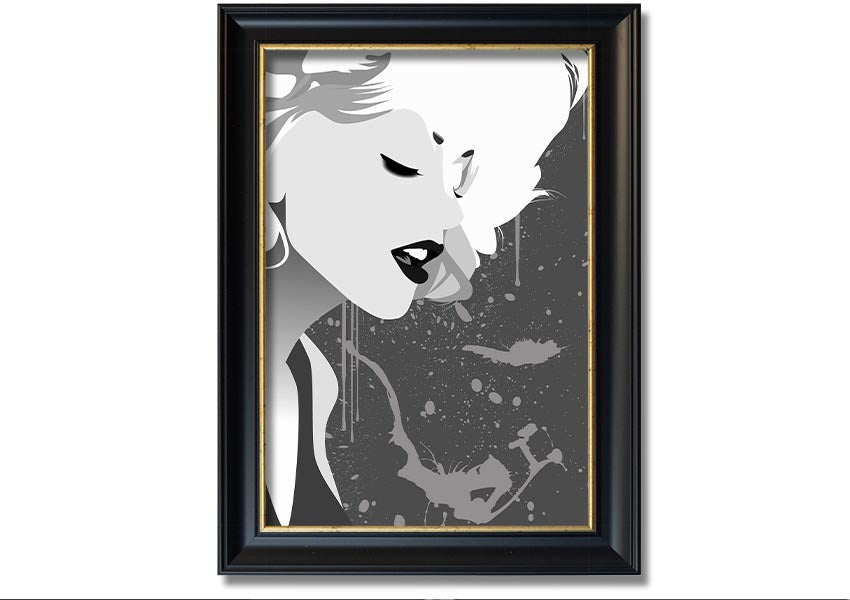 Angel Face Grey framed print with multiple frame color options, showcasing a unique artistic design, ready to hang.