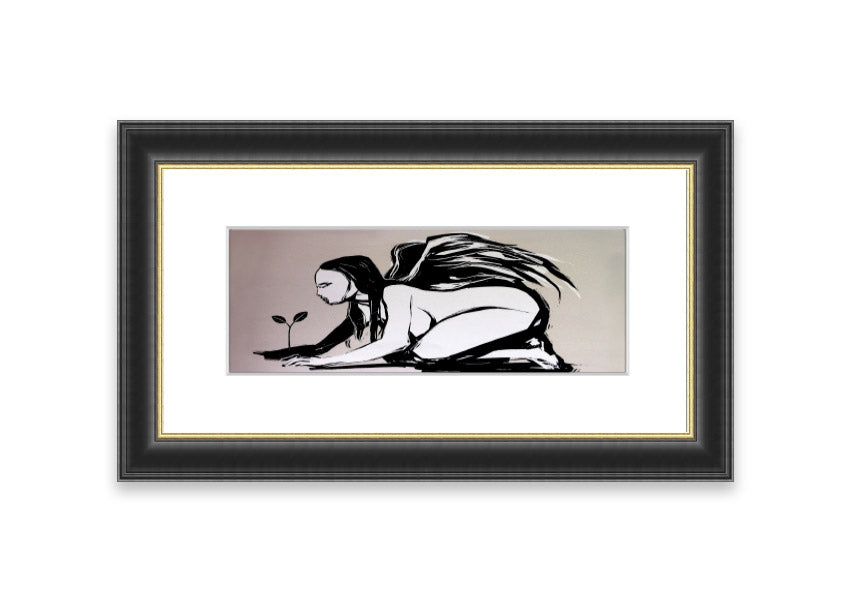 Angel Flower Grow framed print with vibrant floral design, available in various frame colours, handmade in the UK.