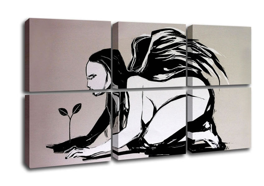 A vibrant Angel Flower Grow canvas art piece mounted on a 44mm box frame, showcasing colorful angel flowers.