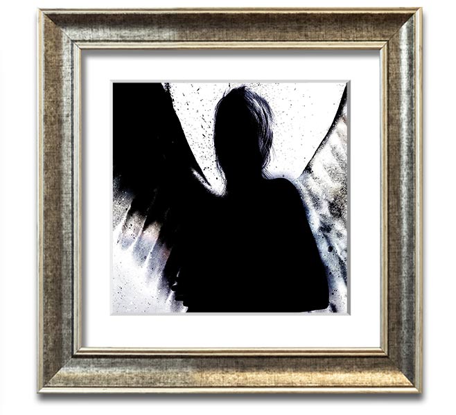 Angel Shadow Square Framed Print in multiple frame colours, handmade in the UK, ready to hang.