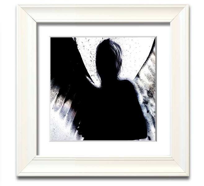 Angel Shadow Square Framed Print in multiple frame colours, handmade in the UK, ready to hang.