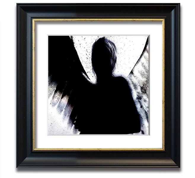 Angel Shadow Square Framed Print in multiple frame colours, handmade in the UK, ready to hang.