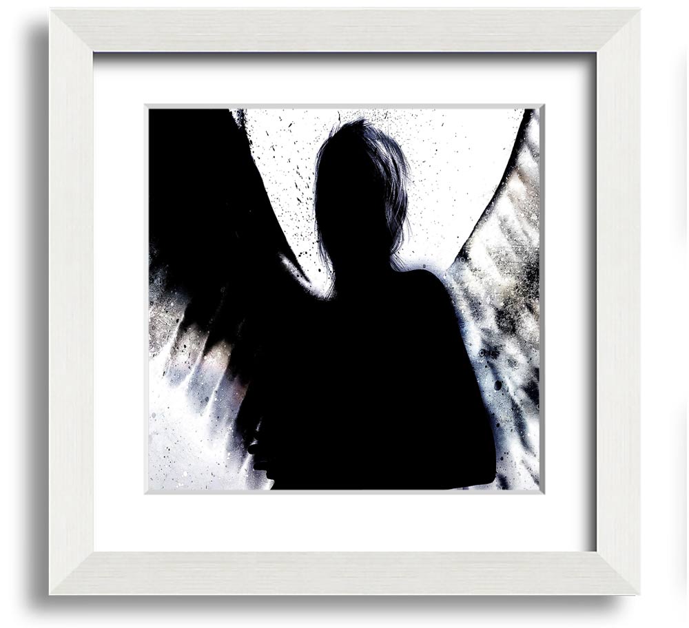 Angel Shadow Square Framed Print in multiple frame colours, handmade in the UK, ready to hang.