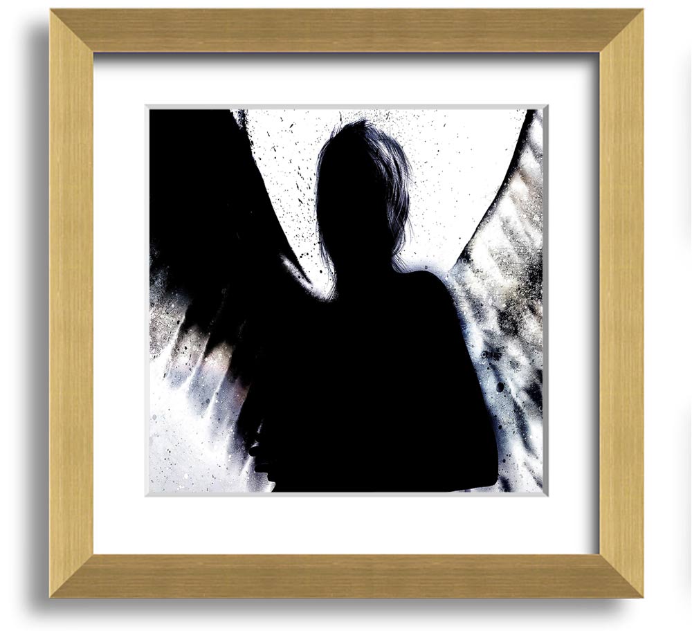 Angel Shadow Square Framed Print in multiple frame colours, handmade in the UK, ready to hang.