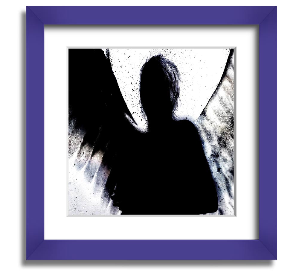 Angel Shadow Square Framed Print in multiple frame colours, handmade in the UK, ready to hang.