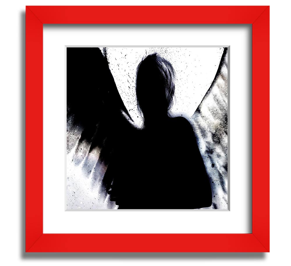 Angel Shadow Square Framed Print in multiple frame colours, handmade in the UK, ready to hang.