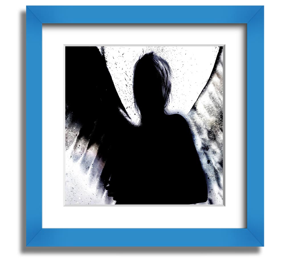 Angel Shadow Square Framed Print in multiple frame colours, handmade in the UK, ready to hang.