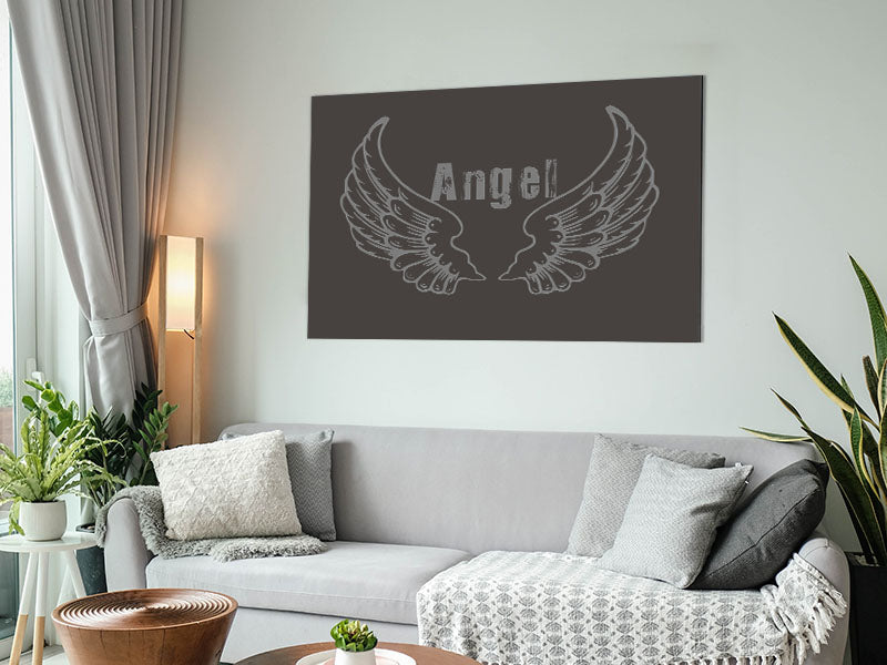 Angel Wings 2 Chocolate artwork printed on brushed aluminium dibond, featuring elegant wings in a rich chocolate color.