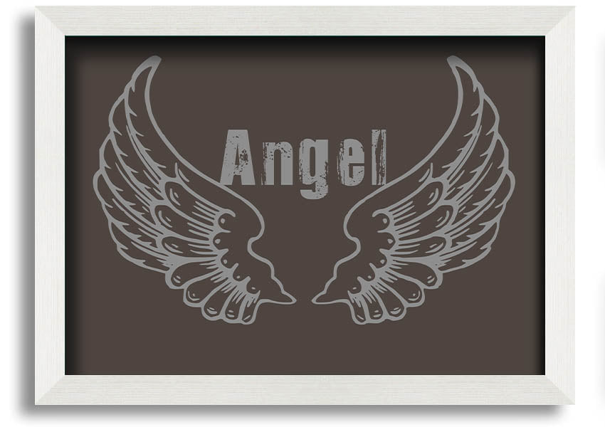 Angel Wings 2 Chocolate framed print showcasing elegant angel wings design in rich chocolate color, available in various frame options.