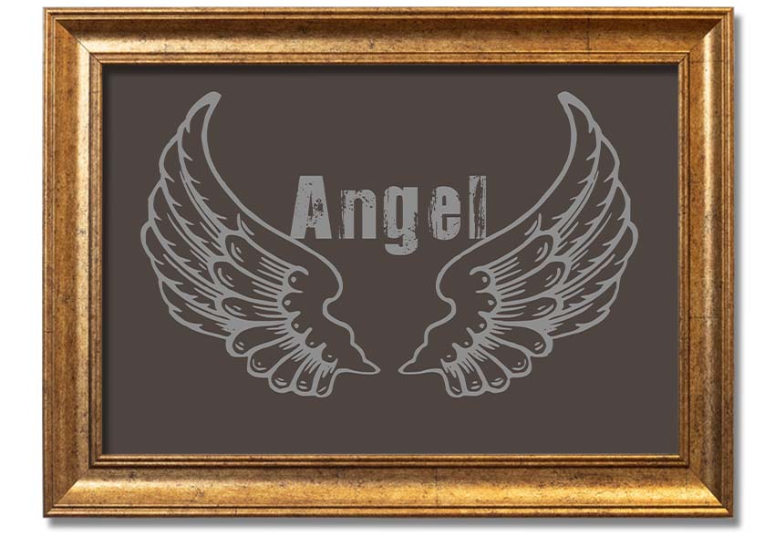 Angel Wings 2 Chocolate framed print showcasing elegant angel wings design in rich chocolate color, available in various frame options.