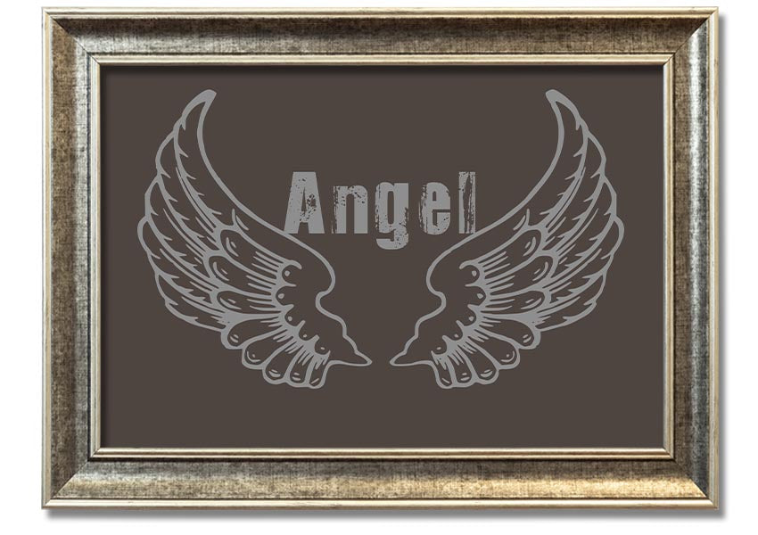 Angel Wings 2 Chocolate framed print showcasing elegant angel wings design in rich chocolate color, available in various frame options.