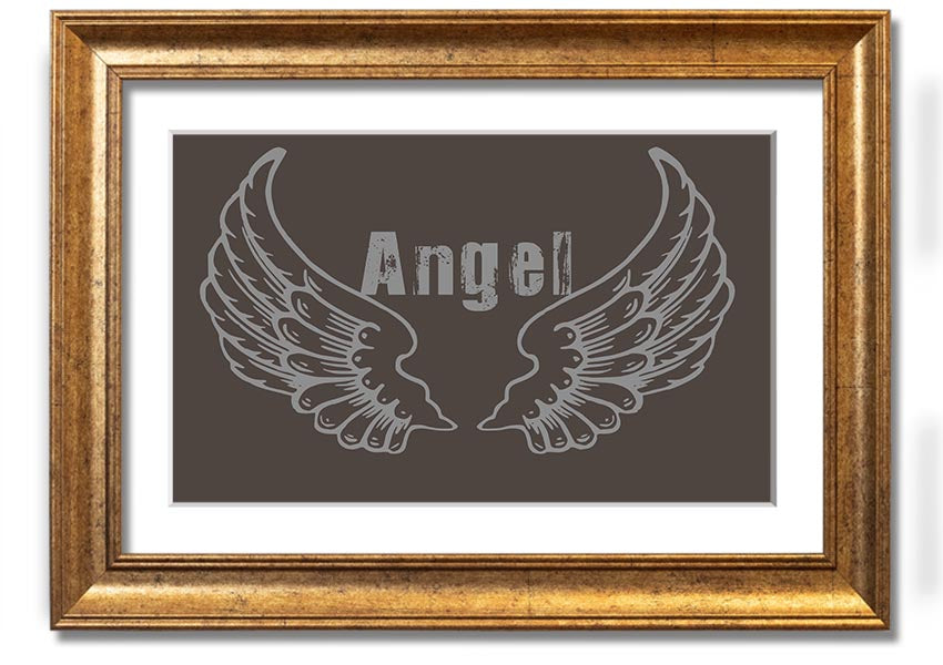 Angel Wings 2 Chocolate framed print showcasing elegant angel wings design in rich chocolate color, available in various frame options.