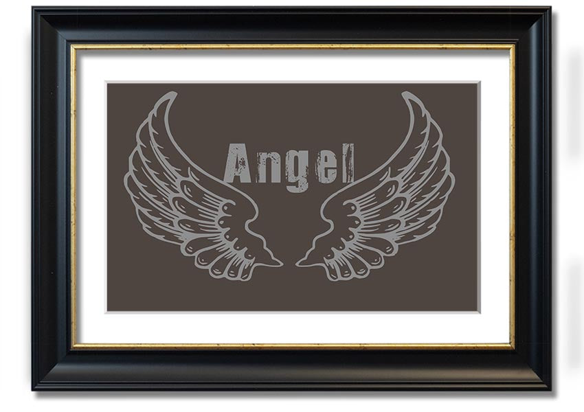 Angel Wings 2 Chocolate framed print showcasing elegant angel wings design in rich chocolate color, available in various frame options.