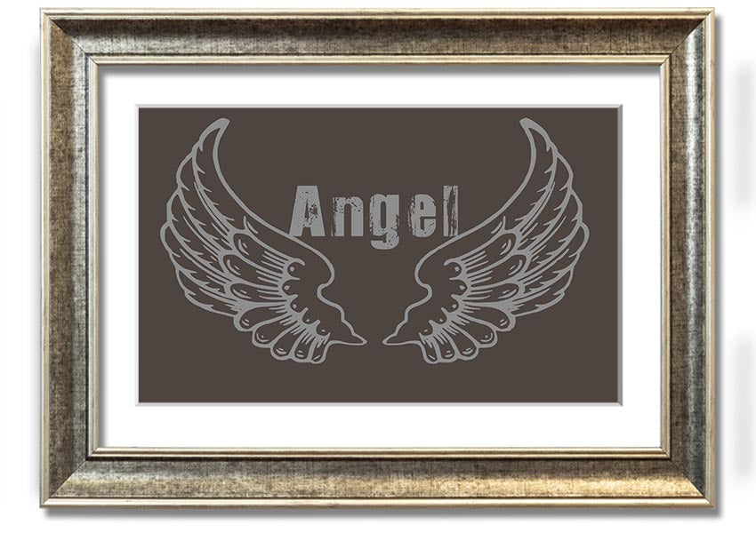 Angel Wings 2 Chocolate framed print showcasing elegant angel wings design in rich chocolate color, available in various frame options.