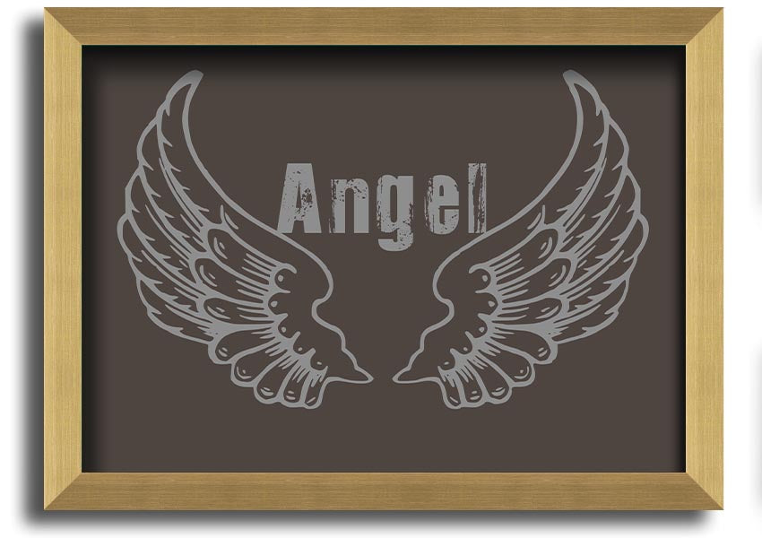 Angel Wings 2 Chocolate framed print showcasing elegant angel wings design in rich chocolate color, available in various frame options.