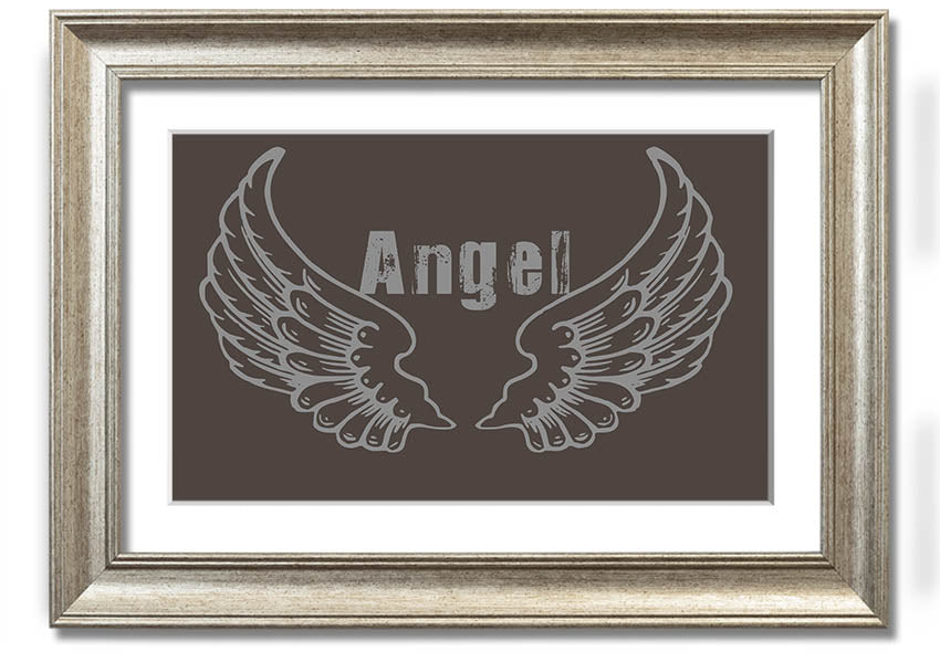 Angel Wings 2 Chocolate framed print showcasing elegant angel wings design in rich chocolate color, available in various frame options.