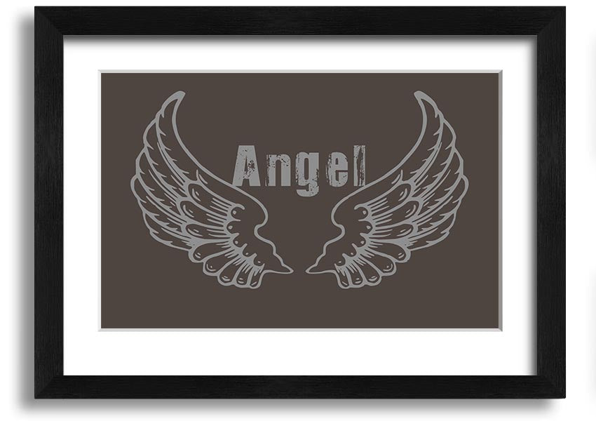 Angel Wings 2 Chocolate framed print showcasing elegant angel wings design in rich chocolate color, available in various frame options.