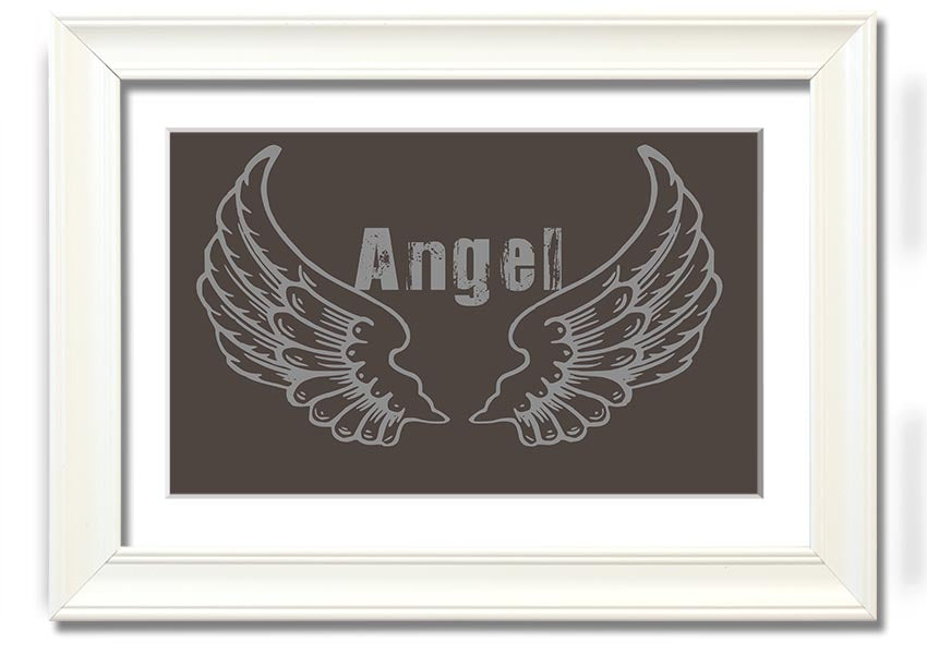 Angel Wings 2 Chocolate framed print showcasing elegant angel wings design in rich chocolate color, available in various frame options.