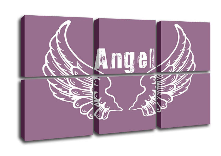 Angel Wings 2 Dusty Pink canvas art mounted on a box frame, showcasing delicate wing design in soft pink tones.