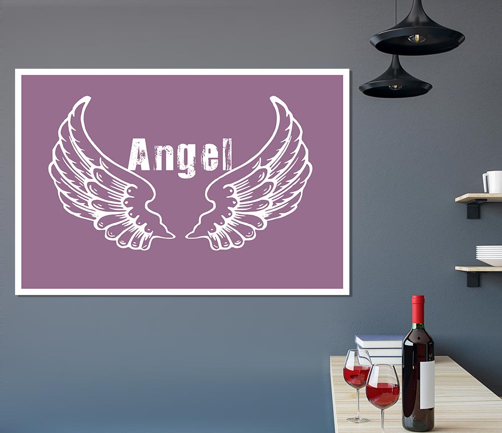 Angel Wings 2 Dusty Pink canvas poster featuring soft pink hues and elegant wing design, perfect for home decor.