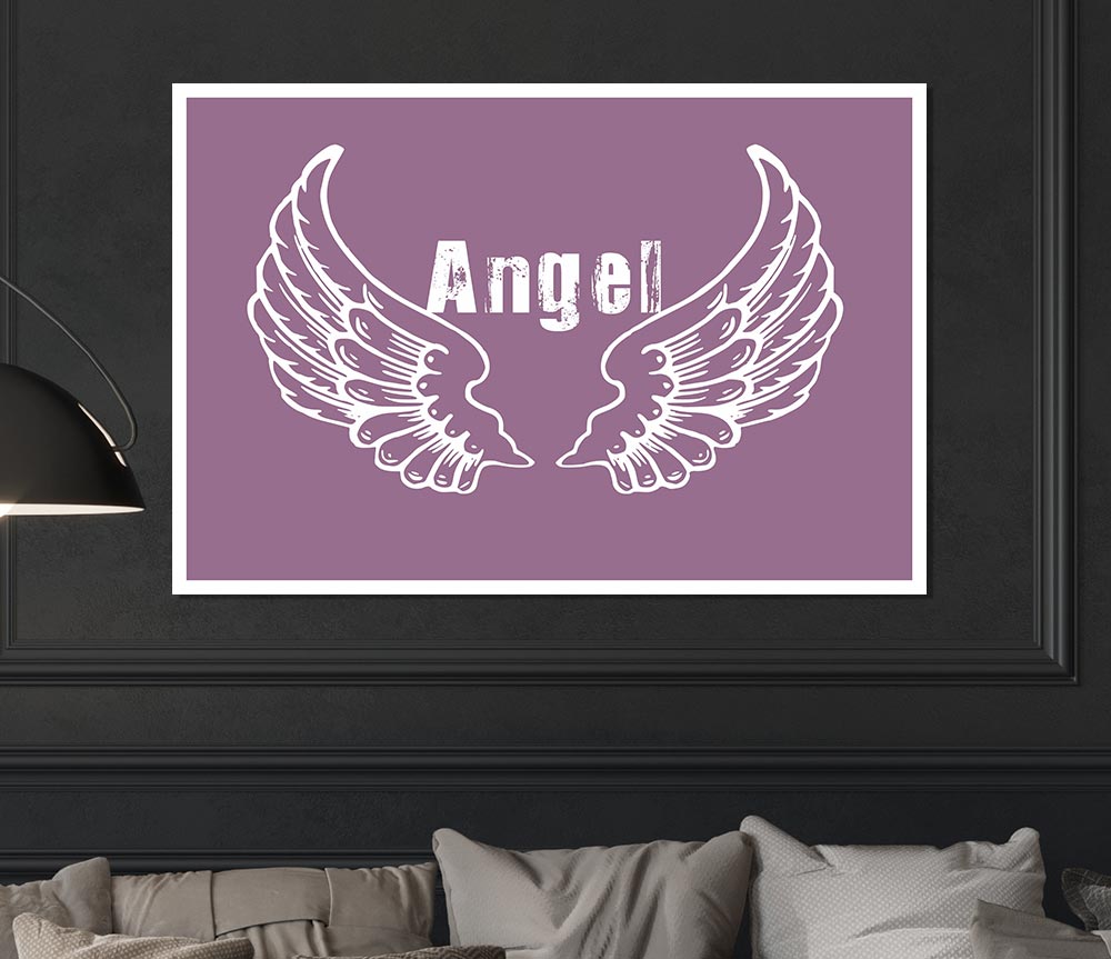 Angel Wings 2 Dusty Pink canvas poster featuring soft pink hues and elegant wing design, perfect for home decor.