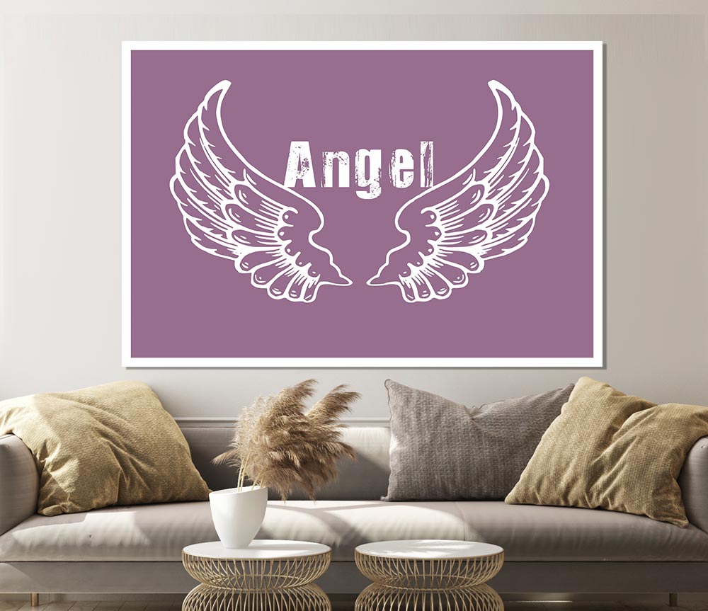 Angel Wings 2 Dusty Pink canvas poster featuring soft pink hues and elegant wing design, perfect for home decor.