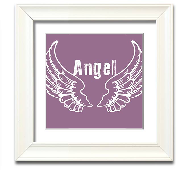 Angel Wings 2 Dusty Pink Square Framed Print with a delicate design in a soft pink hue, ready to hang.