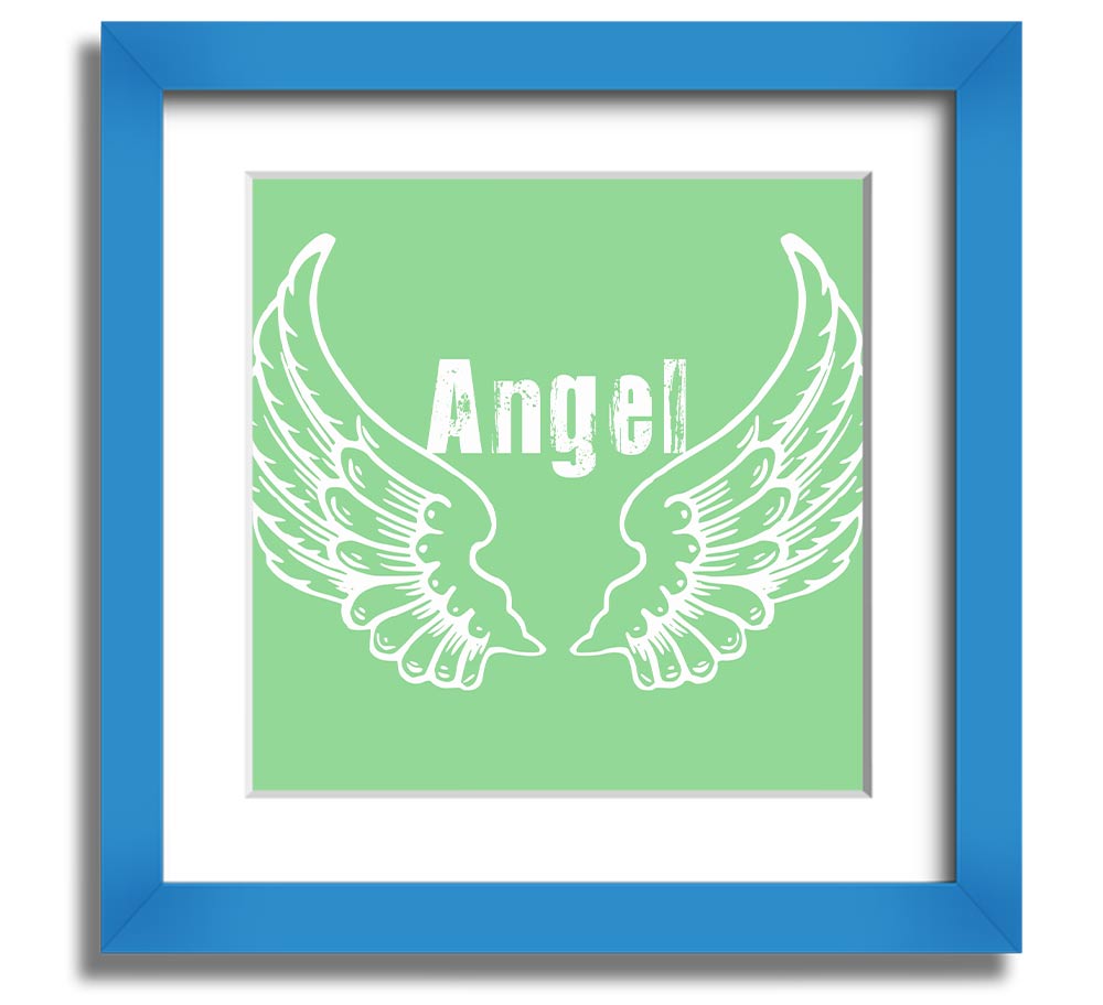 Angel Wings 2 Green Square Framed Print showcasing delicate angel wings design in a stylish frame.