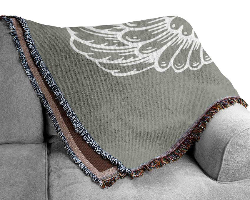 Angel Wings 2 Grey White throw blanket made from 100% cotton, featuring a thermal weave design in elegant grey and white colors.