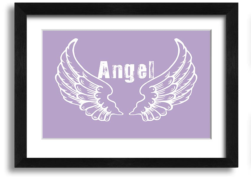 Framed print of Angel Wings 2 in lilac color, showcasing delicate design and multiple frame options.