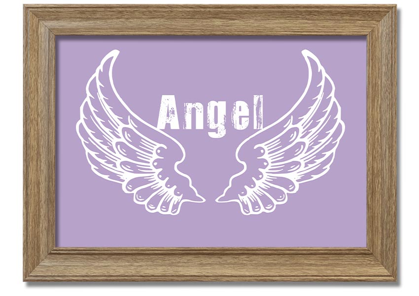 Framed print of Angel Wings 2 in lilac color, showcasing delicate design and multiple frame options.