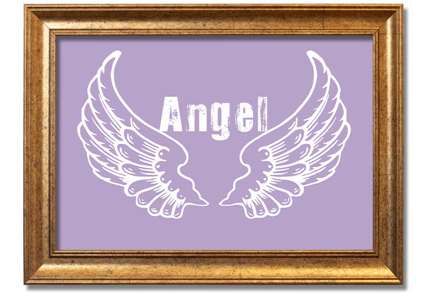 Framed print of Angel Wings 2 in lilac color, showcasing delicate design and multiple frame options.