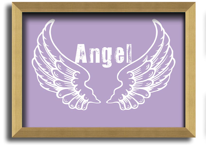 Framed print of Angel Wings 2 in lilac color, showcasing delicate design and multiple frame options.