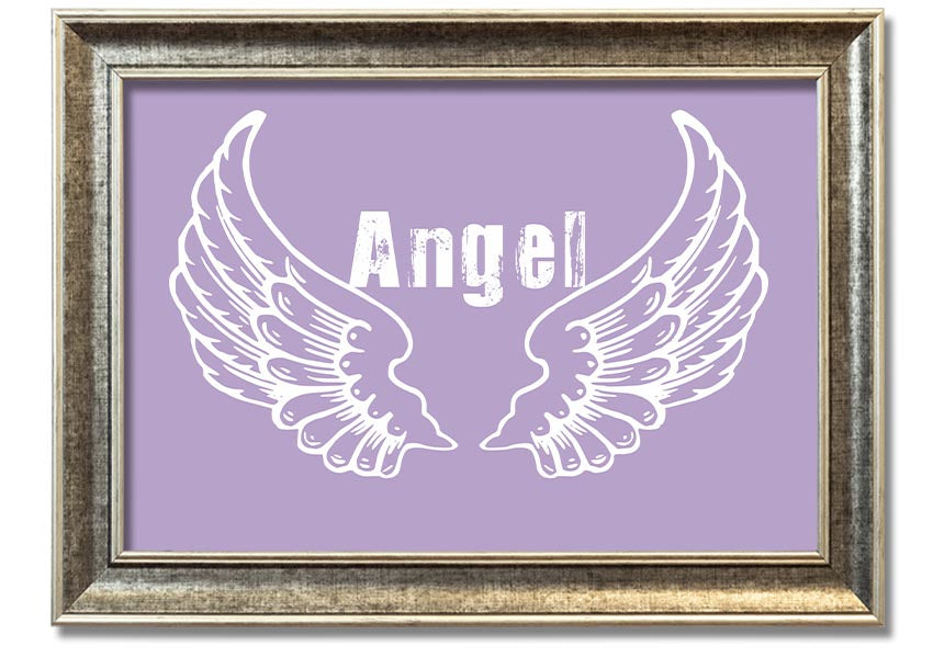 Framed print of Angel Wings 2 in lilac color, showcasing delicate design and multiple frame options.