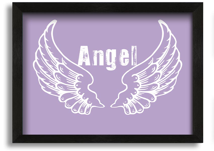 Framed print of Angel Wings 2 in lilac color, showcasing delicate design and multiple frame options.