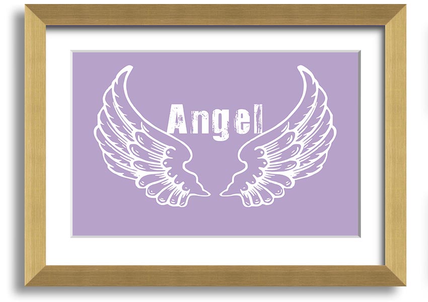 Framed print of Angel Wings 2 in lilac color, showcasing delicate design and multiple frame options.