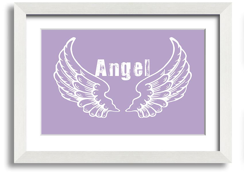 Framed print of Angel Wings 2 in lilac color, showcasing delicate design and multiple frame options.