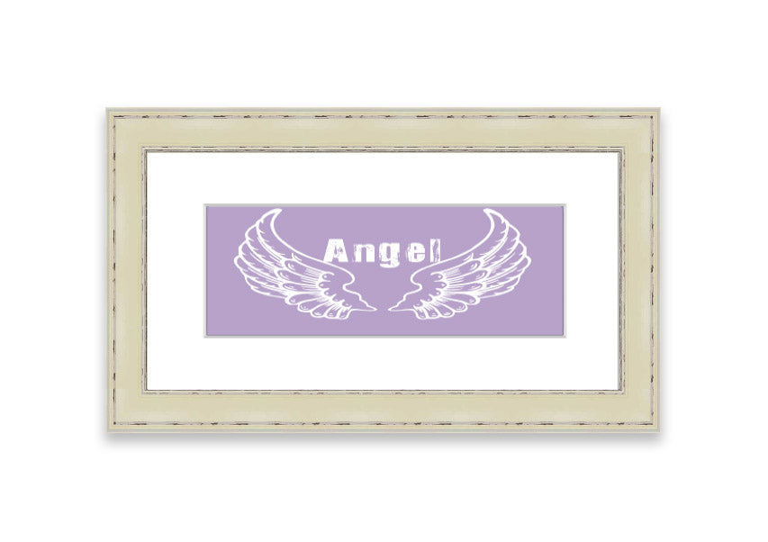 Framed print of Angel Wings 2 in lilac color, showcasing delicate design and available in various frame colors.