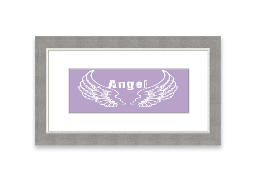 Framed print of Angel Wings 2 in lilac color, showcasing delicate design and available in various frame colors.